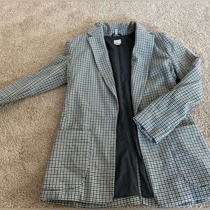 Plaid blue and brown target blazer